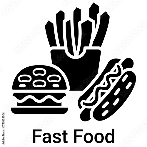 Fast Food Icon in Solid Style Vector Illustration