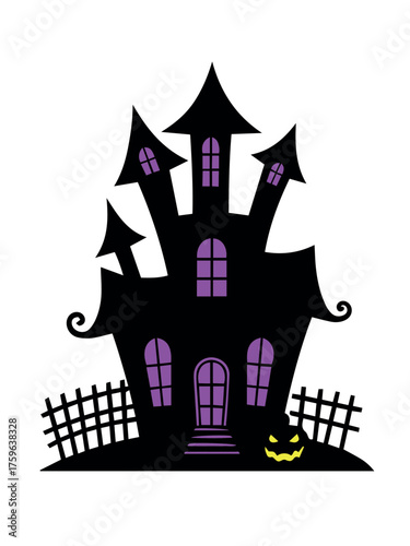 Halloween Haunted House Shadow Silhouette Vector Illustration
