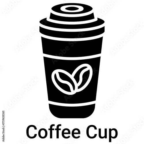 Coffee Cup Icon in Solid Style Vector Illustration
