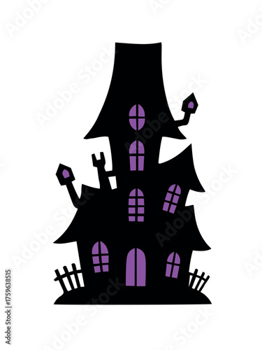 Halloween Haunted House Shadow Silhouette Vector Illustration
