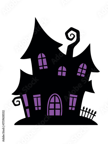 Halloween Haunted House Shadow Silhouette Vector Illustration

