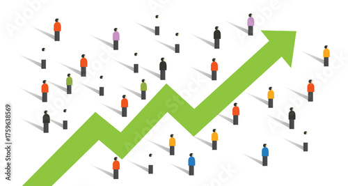 arrow up around people crowd business chart increase together economy investment