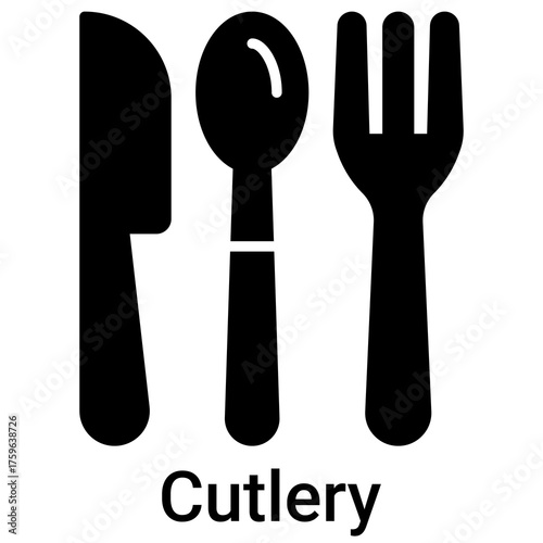 Cutlery Icon in Solid Style Vector Illustration
