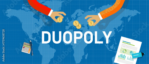 Duopoly Business Concept: Two Companies Dominating the Global Market