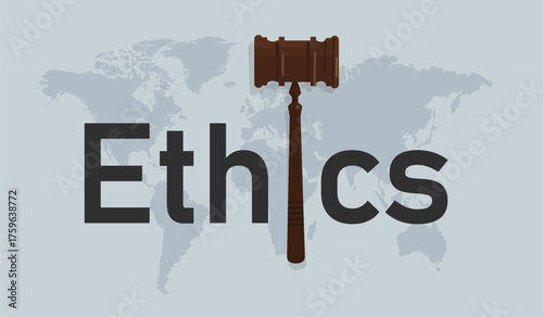 ethics and law symbol of ethical moral in decision making hammer symbol