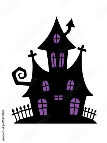 Halloween Haunted House Shadow Silhouette Vector Illustration
