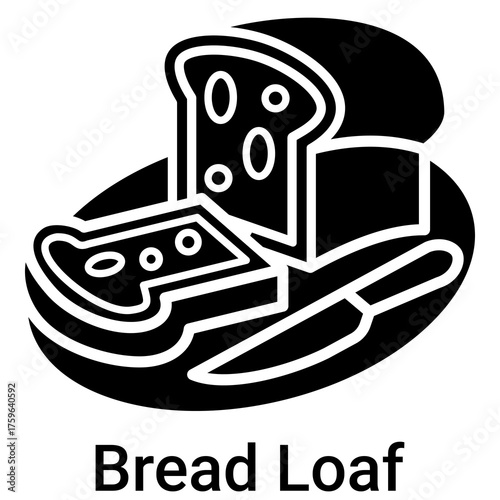 Bread Loaf Icon in Solid Style Vector Illustration