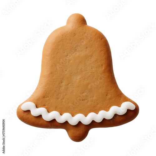 Bell-Shaped Gingerbread Cookie on Transparent Background