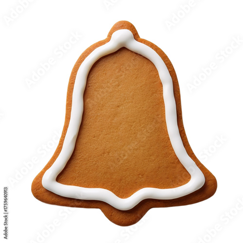 Bell-Shaped Gingerbread Cookie on Transparent Background