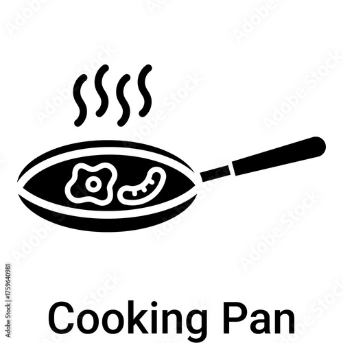 Cooking Pan Icon in Solid Style Vector Illustration