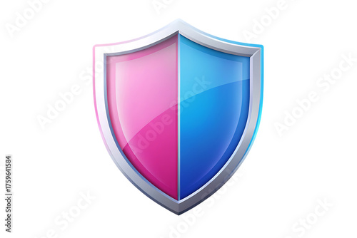 Free Download Pink and Blue Shield Icon with Silver Border on Black - GFXLoad