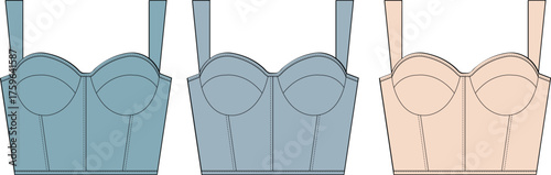 Elegant Corset Top Collection Fashionable Styles in Blue and Beige Tones for Women's Apparel