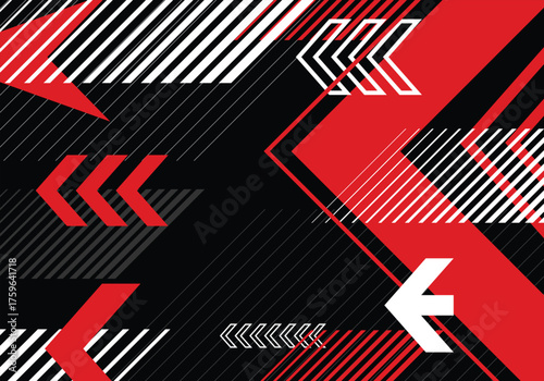 Modern background of red and white dynamic lines pattern abstract geometry
