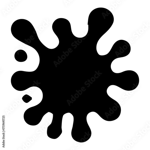 Black Paint Splatter Blob or Ink Splash Silhouette Vector Icon Element