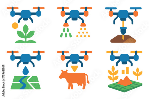 Agricultural Drone Icons
