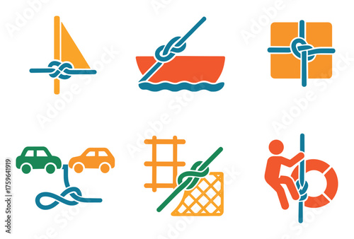 Colorful Nautical Knot Icons