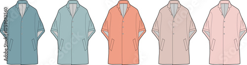 Variety of Open Cardigan Designs in Pastel Shades Illustration