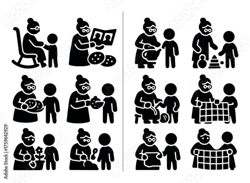 Grandmother and Grandchildren Icons