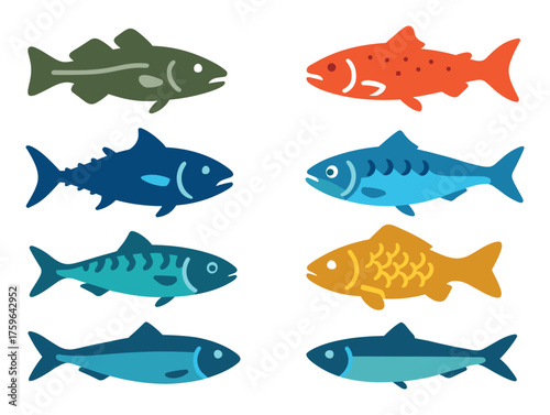 Colorful Fish Icon Grid