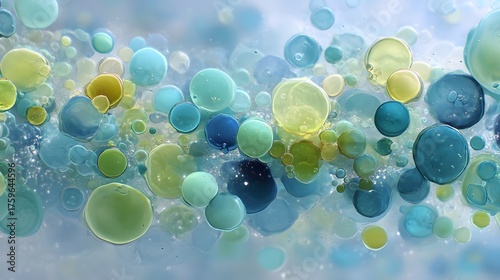 Colorful Bubbles in Soft Focus Creating Abstract Art Background