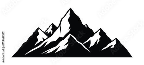 Black and white mountain range silhouette mountains