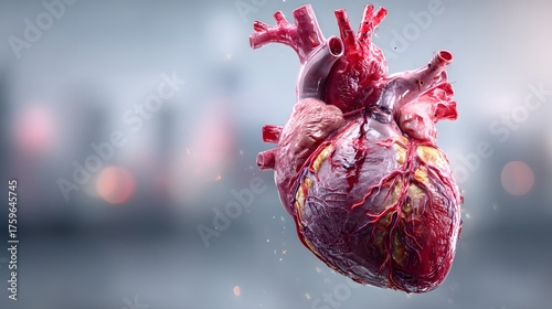 Realistic Human Heart Model with Anatomical Details and Vascular System