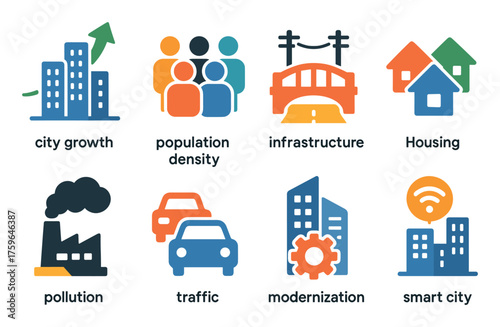 Urbanization Icon Set