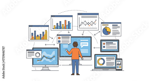 Data-Driven Decisions Illustrated with Modern Charts on Devices for Business Growth, Analytics, and Strategic Planning, Perfect for Tech Startups