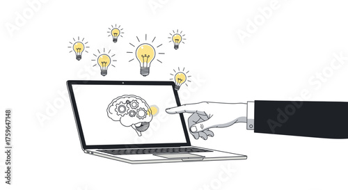 Unlock innovative solutions with creative brainstorming on your laptop, powered by brilliant ideas and strategic thinking for business growth and success