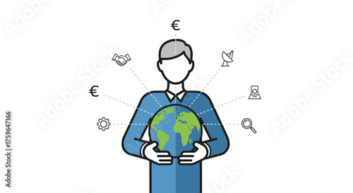 Global business connections for success worldwide, showing international finance, communications, and partnerships for modern companies and global reach