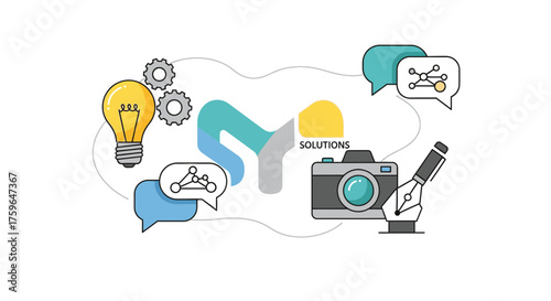 Innovative solutions with creative photography and design, sparking brilliant ideas for digital marketing and communication strategies, driving business growth