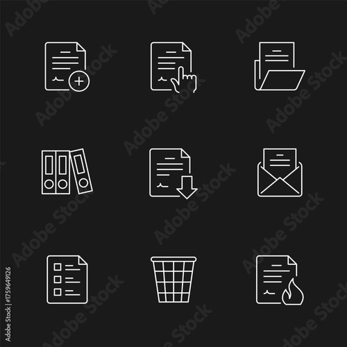 Set line icons of document