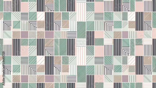 Abstract geometric pattern with overlapping rectangles in mustard background  