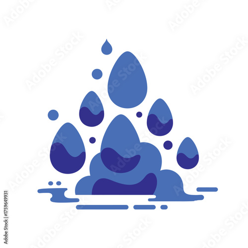 Abstract of blue water drops and splashes.