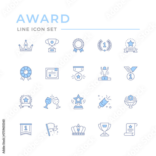 Set color line icons of award