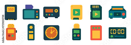 Colorful Video Equipment Icons