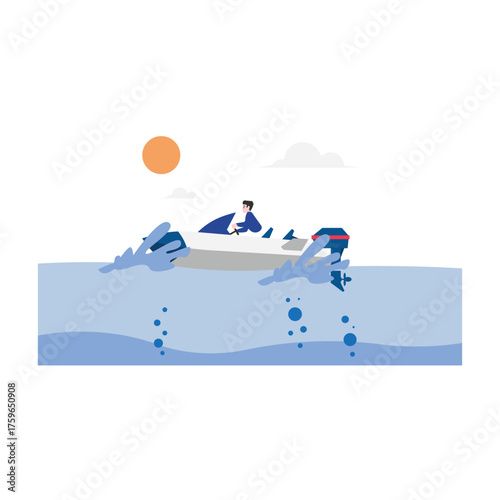 Jet Ski Vector Illustration Which can easily edit or modify