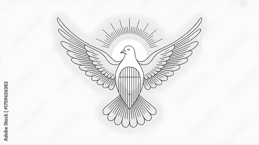 Obraz premium Symbol of hope, peace, and freedom a stylized dove with outstretched wings and radiant halo