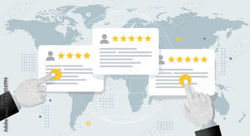 Online customer reviews and ratings impacting global business success and reputation management.