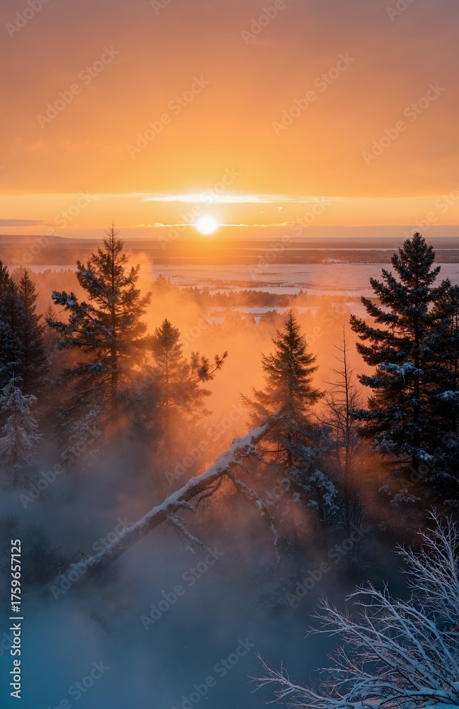 Obraz premium sunset over the river