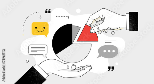 Illustrating a concept of business analytics data interpretation and strategic decision making.