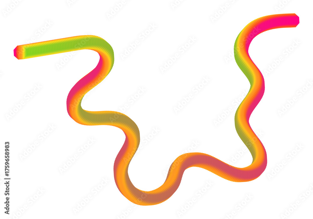 Fototapeta premium A vibrant, wavy, and colorful abstract shape with a gradient of pink, orange, yellow, and green, isolated on a