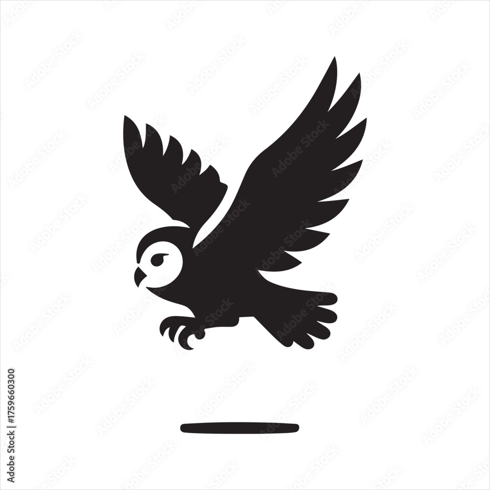 Obraz premium Owl mid-flight with wings wide and talons down vector sketch art icons design collections 