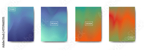 Four Gradient Backgrounds with Abstract Blurry Colors on White Background