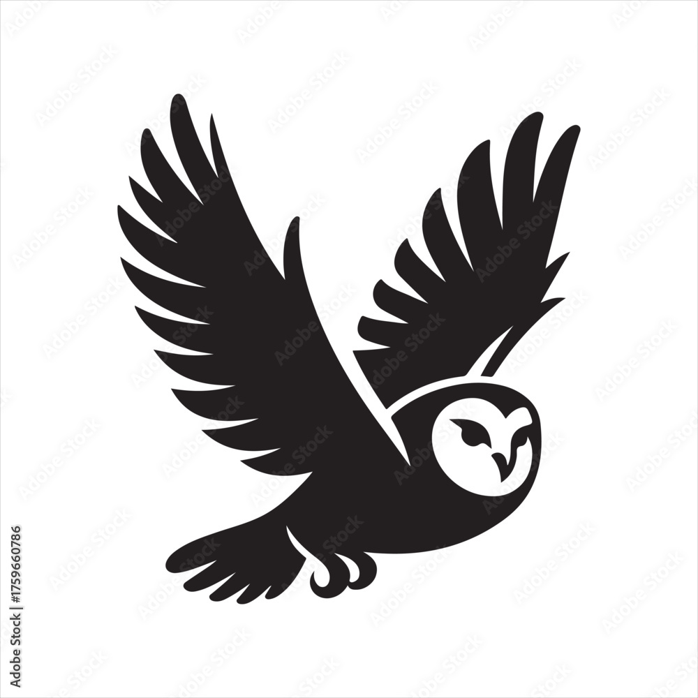 Obraz premium Owl mid-flight with wings wide and talons down vector sketch art icons design collections 