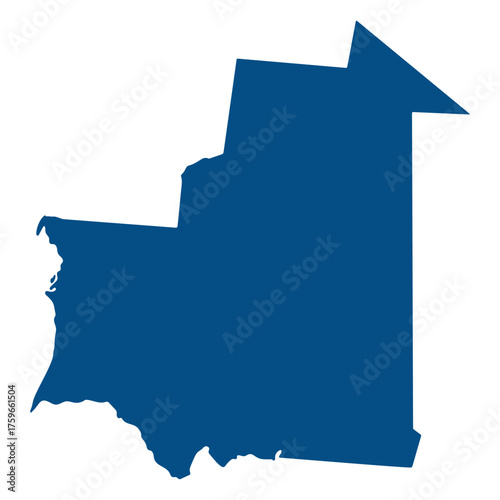Mauritania map. Map of Mauritania in blue color