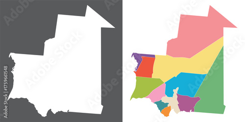 Mauritania map set. Map of Mauritania in set with multicolor