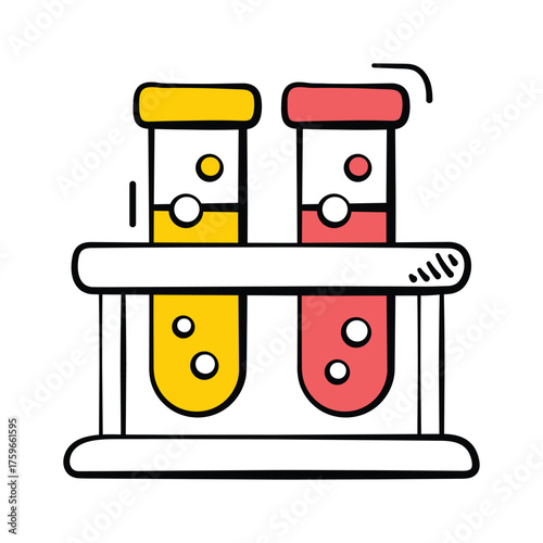 Medical test tubes showing chemical and biological laboratory research, hand drawn vector design