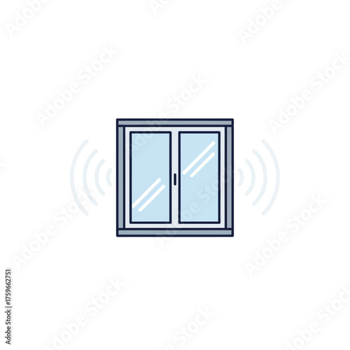 A stylized of a window emitting radio waves.