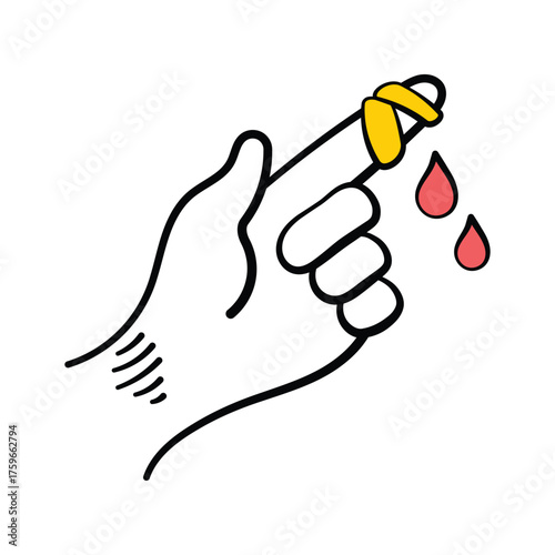 Get this creatively designed hand drawn icon of finger injury, ready to use vector